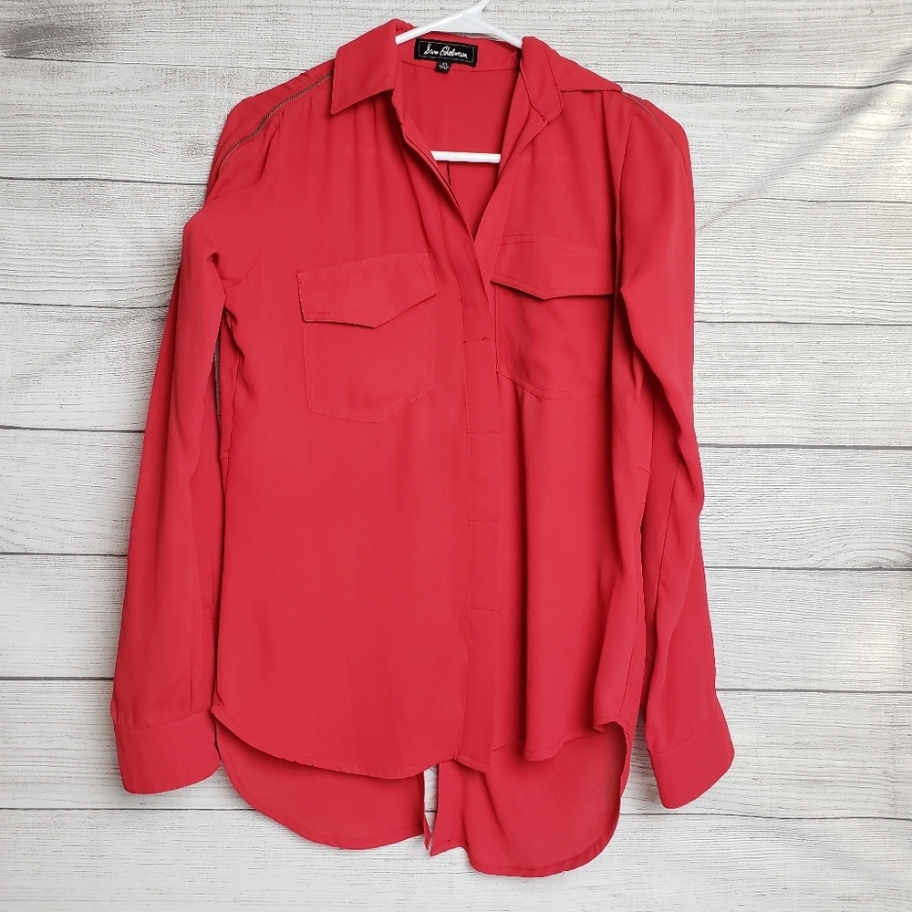 Women's Sam Edelman Mixed Media Button Down‎ Top XS